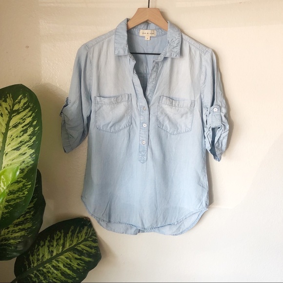 Anthropologie Tops - Anthropologie | Chambray Popover Top